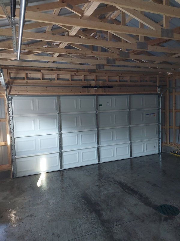 Interior new garage door installation