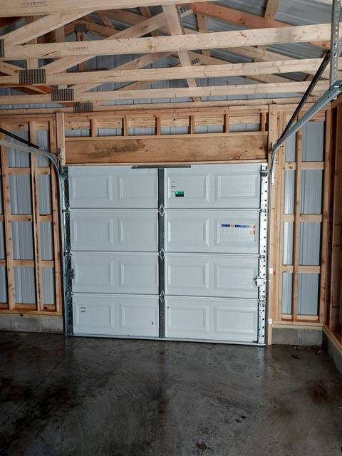 Interior new garage door installation